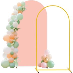 FUHSY 7.2 FT Metal Arch Backdrop Stand and Arch Cover Set Wedding Backdrop Arches Stands with Dusty Rose Spandex Arched Stand Cover for Party Birthday Ceremony Graduation Banquet Decorations
