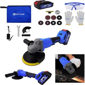 Cordless Angle Grinder with Brushless Motor, 21V Power Grinders Tools with Cutting Wheels, Polishing Discs, 4.5 Inch Blade, Auxiliary Handle, 10000RPM Grinder Power Tool