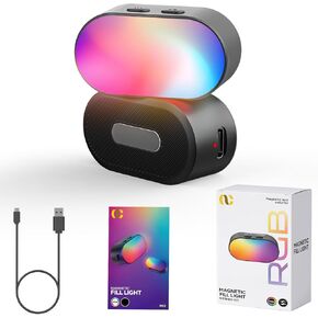 Magnetic RGB LED Fill Light,7 Colors, 3 Brightness Levels, 180 Mins Standby, Gradient & Flash Modes, Portable Lighting for AOCHUAN Gimbal, Photography, Vlogging, Live Streaming