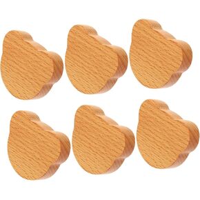 6pcs Wooden Animal Cabinet Knobs Cute Bear Shaped Pulls for Boys and Girls Furniture Easy to Install Decorative Wood Handles for Dressers Cabinets and Wardrobes