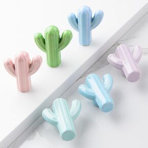 Creative Ceramic Handle Modern Children's Room Handle Cactus Ceramic Cupboard Drawer Handle Furniture Accessories Door Knocker - (Color: Light Grey, Size: Green)
