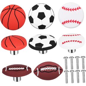 Cute Basketball Theme Boys and Girls Dresser Knobs 8 Pack Cartoon Design for Boys' Room Decor