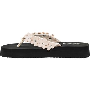 Corkys Footwear No Running Flip Flops - 'V' Strap Adorned With Flowers, Everyday Wear, Soft Footbed for All-Day Comfort, Effortless Slip-On Convenience