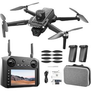 5G HD Dual Camera GPS Drone with 360° Laser Obstacle Avoidance,3,280ft RC Range, Brushless Motor, Optical Flow Positioning, Follow Me, Circle Fly, Return Home, Low Voltage Protection, APP Control, 4.5 Inch Screen, 7.4V 3000mAh 2 Batteries (30 Min Flight),