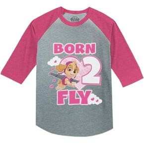 Tstars Paw Patrol Skye Born 2 Fly 2nd Birthday 3/4 Sleeve Baseball Jersey Toddler Shirt