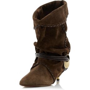 Womens Black Solid Slouchy Boots 2025 Ruched Mid Calf Kitten Heel Pointed Toe Pull On Boots
