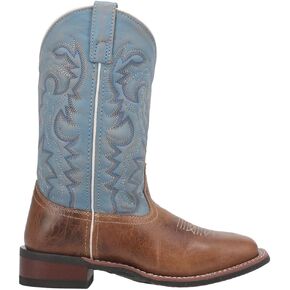 Laredo Womens Darla Square Toe Embroidered Casual Boots Low Heel 1-2" - Blue