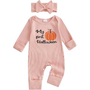 My First Halloween Baby Girl Outfit Cutest Pumpkin Onesie Long Sleeve Romper Jumpsuit Newborn Girl Outfits Clothes