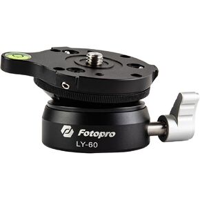 Fotopro 60mm Tripod Leveling Bowl Base, ±15° Quick Adjustment, Bubble Level, 3/8" Top & Bottom Mount, Aluminium Lightweight Tripod Leveling Adapter for Ball Head, Video Head, Max Load 10kg, LY-60