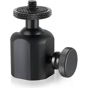 Mini Ball Heads, Tripod Head with 1/4" hot Shoe, 360° Rotatable Ball Head Camera Mount Adapter, Max Load 10lbs with Tripods, Light Bracket, SLR Cameras (Black)