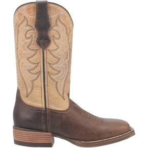 Laredo Womens Delaney Embroidery Square Toe Casual Boots Mid Calf Low Heel 1-2" - Brown