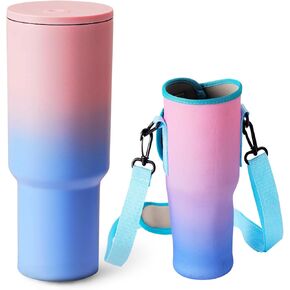 40oz Portable Breast Milk Cooler, 24-Hour Insulation for Outdoor, Travel, Work & Picnic, Includes 1 Milk Storage Bottle, 6 Breast Milk Storage Bags, (Pink-Blue Gradient)