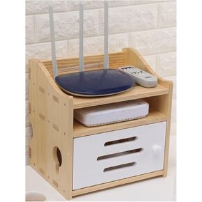 Router Shelf Wall Mount WiFi Router Storage Box, Router Storage Box,WiFi Box Hider Decorative for Home | Modern Design Wooden Wireless Router Storage Box,TV Lower Row Socket(C 30x23x30cm)