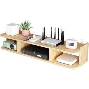 Router Shelf Wall Mount WiFi Router Storage Box, Wireless Router Storage Shelf Wall WiFi Router Storage Box Socket Shielding Wire Finishing Wire Box Floating Shelf, 80x23x16cm