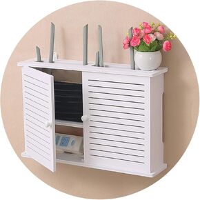 Router Shelf Wall Mount WiFi Router Storage Box, WiFi Router Shelf/2 Tiers Set-top Box Supports,Wall-Mounted Floating, Home and Office WiFi Router Adjustable Cable Box