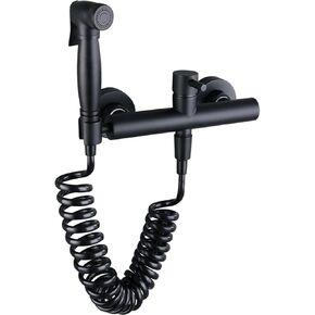 HandheldToilet Sprayer Kit with Spring Hose, Wall Mounted Bathroom Toilet Sprayer with Cold Hot Water Single HandleFaucet,8.5cm Hole Distance(15cm Hole Distance)