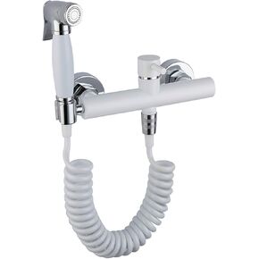 Handheld Bidet Sprayer for Toilet with Hot and Cold Water, White Wall Mounted Bathroom Cloth Diaper Sprayer Set Brass Toilet Bidet Sprayer Kit for Pet Bathing, Personal Hygiene