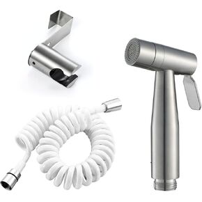 HandheldSprayer 2 Function Cloth Diaper Sprayer Brushed Stainless SteelSprayer for Toilet, with Stainless Steel Hole-Free Wall Mount Bracket and Hose,Telephone line(Telephone Line)