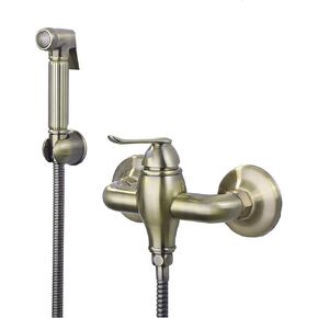 Handheld Bidet Sprayer for Toilet, Brass Bathroom Cloth Diaper Sprayer Set with Cold and Hot Water, Wall Mounted Green Bronze Toilet Bidet Sprayer Kit for Personal Hygiene,Type B(Type B)