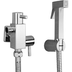 Handheld Bidet Sprayer for Toilet with Single Cold Water, Chrome Double Handle Wall Mounted Bathroom Cloth Diaper Sprayer Set Brass Toilet Bidet Sprayer Kit