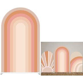 Spandex Arch Backdrop Cover Curved Top‌ Arch Frame Stand Background Rainbow Cover for Birthday Baby Shower Party Decoration,2.6x6ft