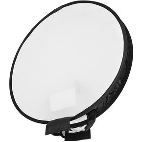 REFLEX CAMERA Round Softbox Diffuser 30cm (11.8in) for Flash Lighting | Black+White Cloth | Foldable, Lightweight, Portable with Storage Bag | Eliminates Harsh Light & Shadows (40cm (15.7in))