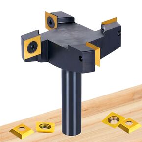 HQMaster Insert Insert Spoilboard Surfacing Router بت 1/4 بوصة ساق ، 2-1/2 "قطع DIA ، وحدات CNC بتات البلاطة المغلفة بتنسيق توجيه بتات لتخطيط اللوحة الخشبية ، والأعمال الخشبية
