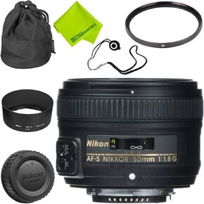 Nikon AF-S NIKKOR 50mm f/1.8G Lens Base Bundle (Renewed)