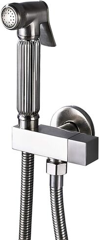 Handheld Bidet Sprayer for Toilet with Single Cold Water, Wall Mounted Bathroom Cloth Diaper Sprayer Set Brass Toilet Bidet Sprayer Kit for Pet Bathing, Personal Hygiene,Brushed Nickel(Brushed Nickel) in Saudi Arabia