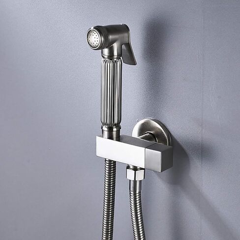 Handheld Bidet Sprayer for Toilet with Single Cold Water, Wall Mounted Bathroom Cloth Diaper Sprayer Set Brass Toilet Bidet Sprayer Kit for Pet Bathing, Personal Hygiene,Brushed Nickel(Brushed Nickel) in Saudi Arabia