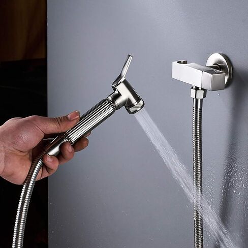 Handheld Bidet Sprayer for Toilet with Single Cold Water, Wall Mounted Bathroom Cloth Diaper Sprayer Set Brass Toilet Bidet Sprayer Kit for Pet Bathing, Personal Hygiene,Brushed Nickel(Brushed Nickel) in Saudi Arabia