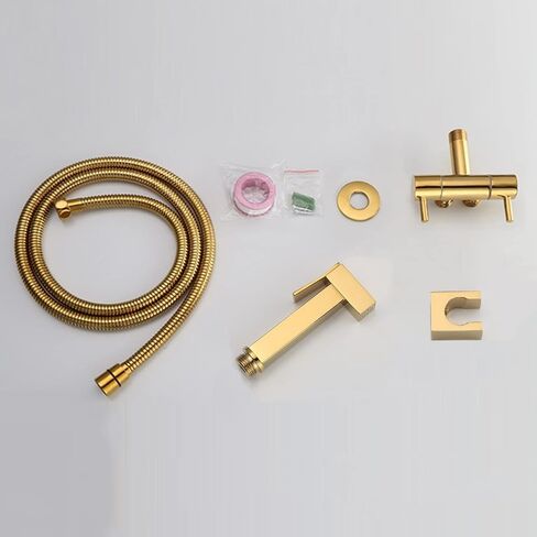 Handheld Toilet Bidet Sprayer Set Kit Toilet Bidet Sprayer Head Toilet Spray Gun Attachment Gold Brass Cold Water Double Handle with Hose Bidet Shower for Toilet,B,1 M(A,1 m) in Saudi Arabia