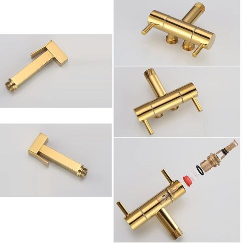 Handheld Toilet Bidet Sprayer Set Kit Toilet Bidet Sprayer Head Toilet Spray Gun Attachment Gold Brass Cold Water Double Handle with Hose Bidet Shower for Toilet,B,1 M(A,1 m) in Saudi Arabia