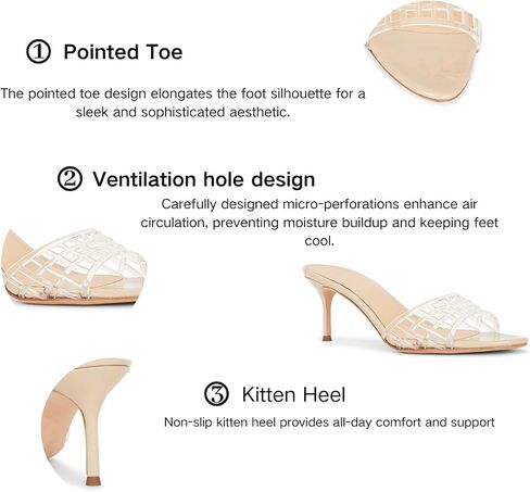 High Heel Sandals for Women Open Pointed Toe Mesh Mules Sandals Beach Summer Dress Stiletto Shoes in Kuwait