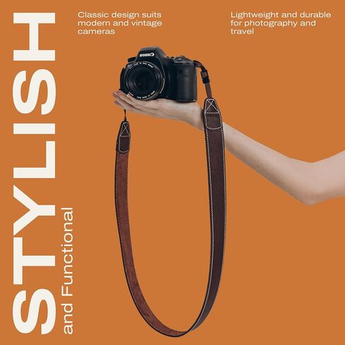 Classic Leather Camera Strap, Shoulder Strap, Genuine Leather Neck Strap for DSLR/SLR in Kuwait