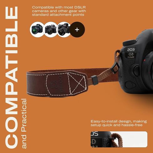 Classic Leather Camera Strap, Shoulder Strap, Genuine Leather Neck Strap for DSLR/SLR in Kuwait