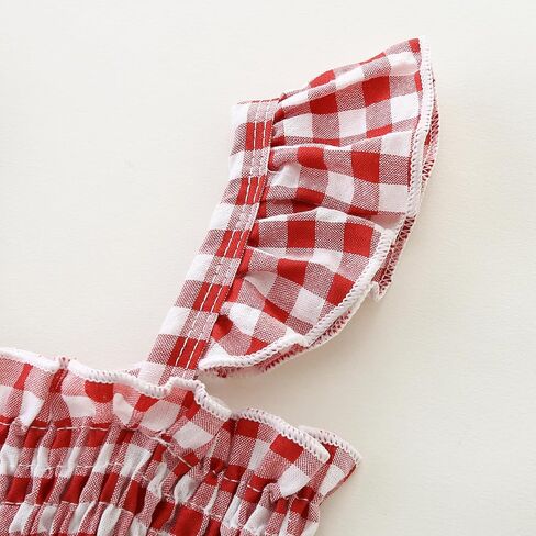 Baby Girl Clothes Romper overall Pants Plaid Sleeveless Ruffle Halter Jumpsuit in Kuwait