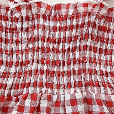 Baby Girl Clothes Romper overall Pants Plaid Sleeveless Ruffle Halter Jumpsuit in Kuwait