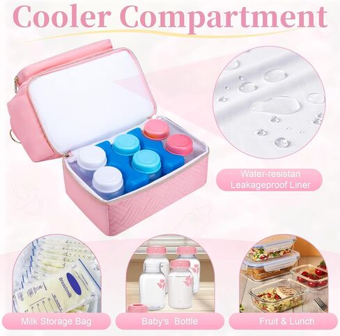 حقيبة مضخة الثدي التي يمكن ارتداؤها مع مقصورة مبردة متوافقة مع الصفصاف/إلفي/ميديلا/momcozy M5/S12 Pro ، كيس سفر حليب الأم مع حزمة ثلج وحصيرة ، كيس ضخ للعمل ، الأسود in Kuwait