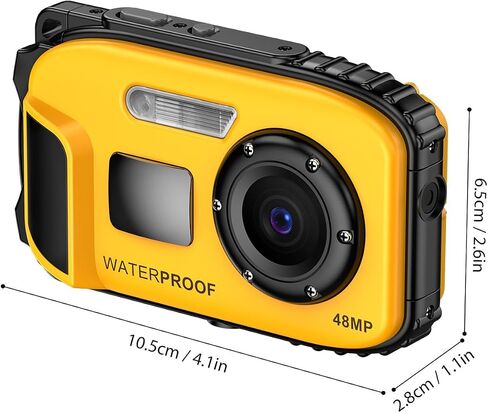 Andoer 1080P Waterproof Digital Camera 48MP Digital Video Camera 2.4 Inch IPS Screen IP68 5M Body Waterproof Depth Auto Focus 4X Digital Zoom Birthday Festival Gift for Kids Boys Girls Students Teens in Saudi Arabia