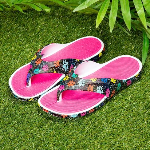 GreaterGood Pawsitively Comfy Flip Flops Lightweight Thong Sole Shock Absorbing Non Slip Pet Print Beach Pool Casual Gifts for Women in Saudi Arabia