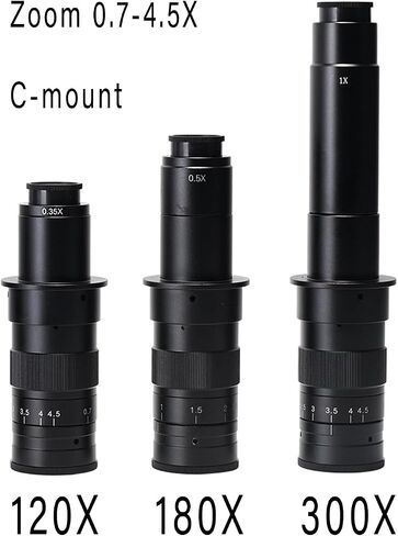 Microscope 120X 180X 300X Optical Lens Monocular Industrial Microscopes Digital CCD Camera Lens,Electron Microscope Accessories (180X) in Saudi Arabia