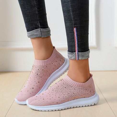 Gutzbsy Womens Rhinestones Glitter Glitter Mesh Meesh Walking ، Bling Sneakers for Women Rishinestones in Saudi Arabia