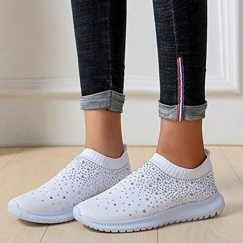 Gutzbsy Womens Rhinestones Glitter Glitter Mesh Meesh Walking ، Bling Sneakers for Women Rishinestones in Saudi Arabia