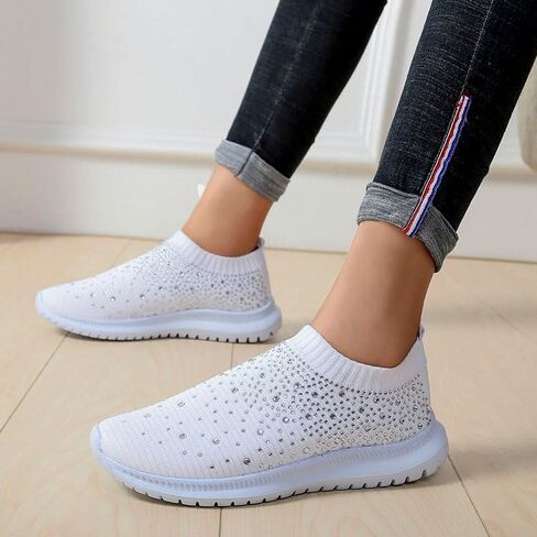 Gutzbsy Womens Rhinestones Glitter Glitter Mesh Meesh Walking ، Bling Sneakers for Women Rishinestones in Saudi Arabia