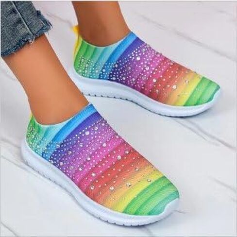 Gutzbsy Womens Rhinestones Glitter Glitter Mesh Meesh Walking ، Bling Sneakers for Women Rishinestones in Saudi Arabia