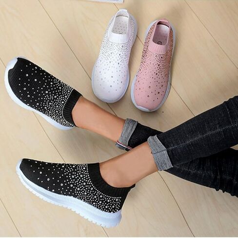 Gutzbsy Womens Rhinestones Glitter Glitter Mesh Meesh Walking ، Bling Sneakers for Women Rishinestones in Saudi Arabia