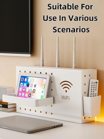 Wireless WiFi Router Storage Box Router WiFi Set-Top Box Box Storage Storage Rack Rack Rack Room Wall Gall Row Socket Roaching Box مربع سلك مربع عائم (أسود) in Kuwait