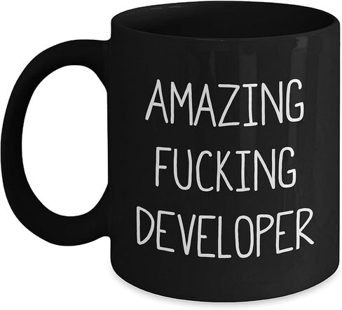 Funny Developer Birthday Unique Gift Black Coffee Mug - 'Amazing F-king Developer' Quote, Birthday Unique Gifts from Friends, Coworkers, Family for Developer in Kuwait
