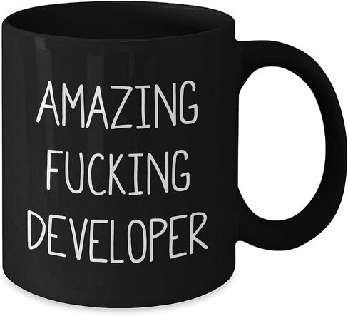 Funny Developer Birthday Unique Gift Black Coffee Mug - 'Amazing F-king Developer' Quote, Birthday Unique Gifts from Friends, Coworkers, Family for Developer in Kuwait